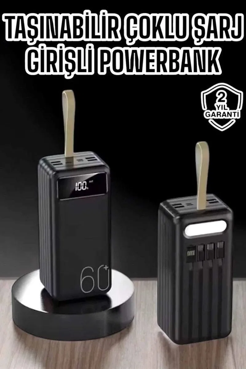 Powerbank 60. 000 Mah 4 Portlu Uzun Şarj Süreli Dijital Göstergeli görsel 2