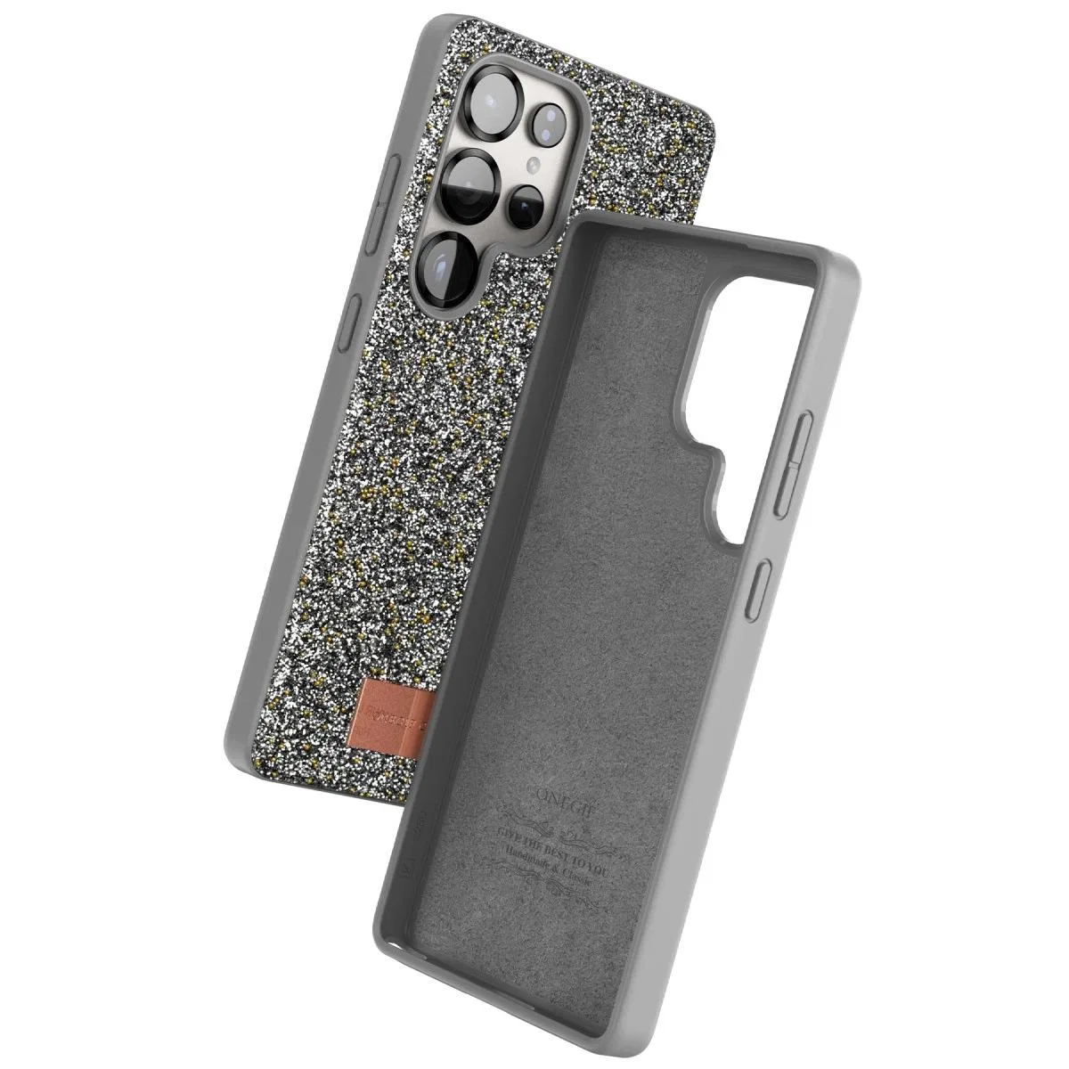 Onegif Samsung Galaxy S25 Ultra Bright Simli Kapak - Gümüş görsel 2