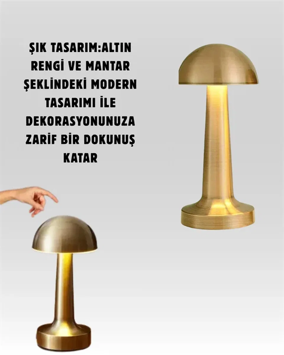 USB Şarjlı Dokunmatik LED Masa Lambası – 3 Renk Modu & Dimmer görsel 3
