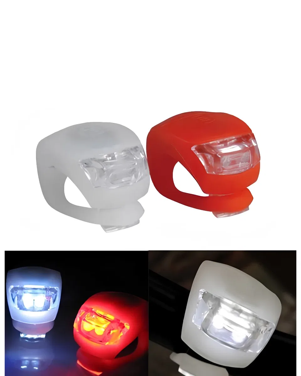 Silikon Bisiklet Işığı Kırmızı Beyaz LED Ön Arka Lamba Seti görsel 4