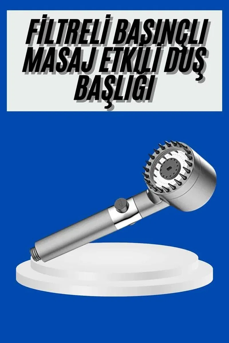 Yeni Nesil Duş Başlığı Paslanmaz Çelik Masaj Etkili Ergonomik Tasarım Su Basınçlı görsel 2