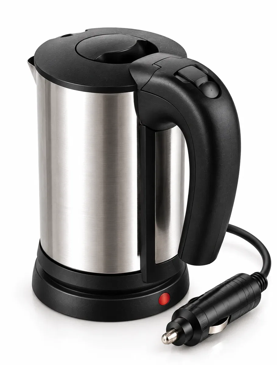 12V Araç Çakmak Girişli Paslanmaz Çelik Araç İçi Su Isıtıcı Seyahat Tipi Kettle görsel 5