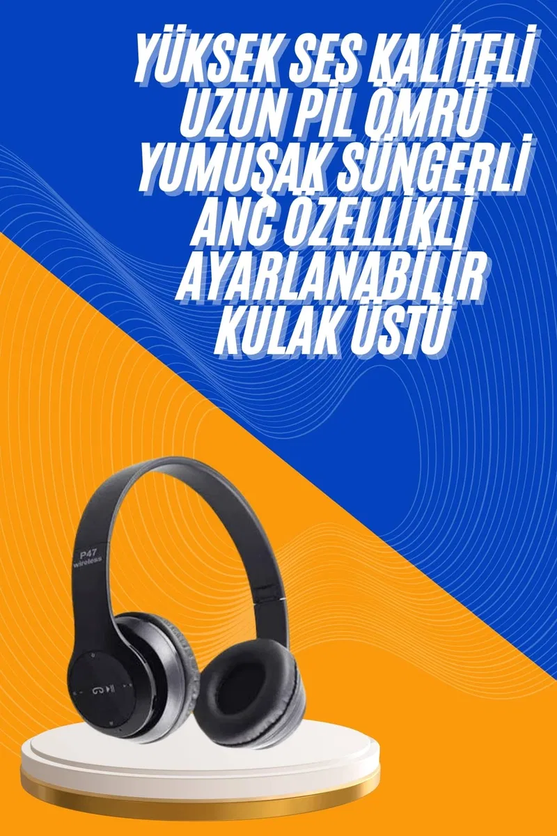 Wireless 5. 0 Bluetooth Kablosuz Kulaklık ANC Özellikli Kulak Üstü Ayarlanabilir görsel 2