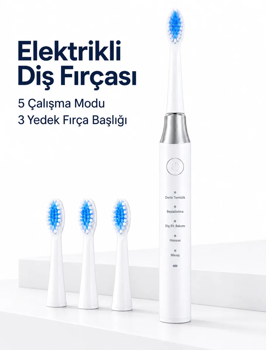 Elektrikli Diş Fırçası 3 Yedek Başlıklı