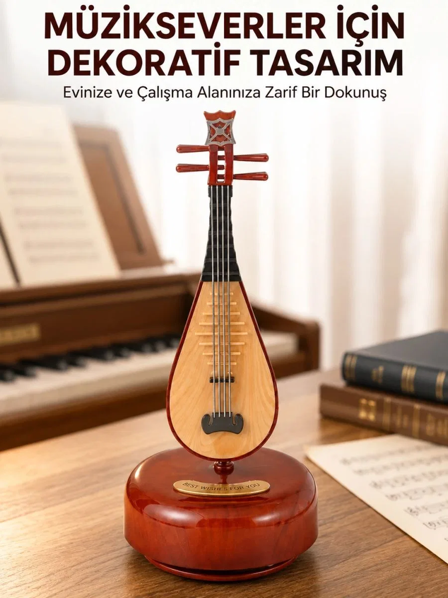 Klasik Ud Figürlü Melodili Müzik Kutusu Şık Hediyelik