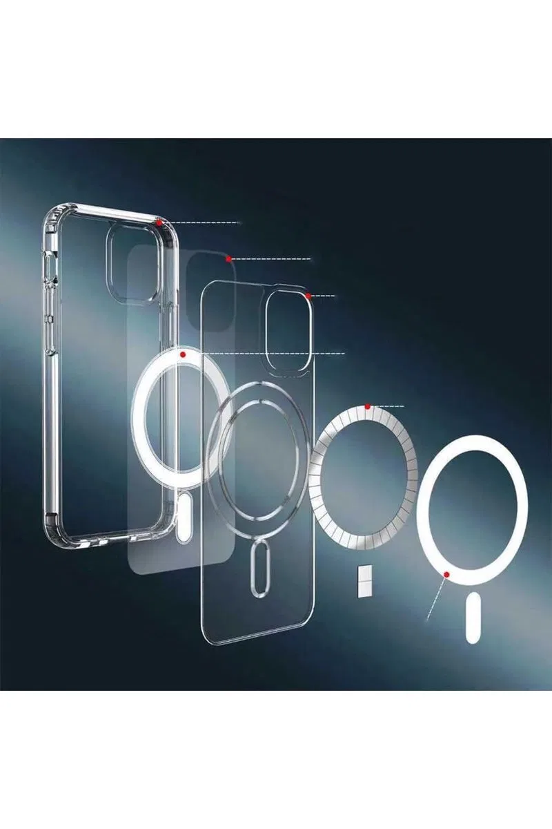 Iphone 14 Pro Kılıf Kamera Lens Korumalı Magsafe Destekli Şeffaf Darbe Emici Sert Kapak görsel 6