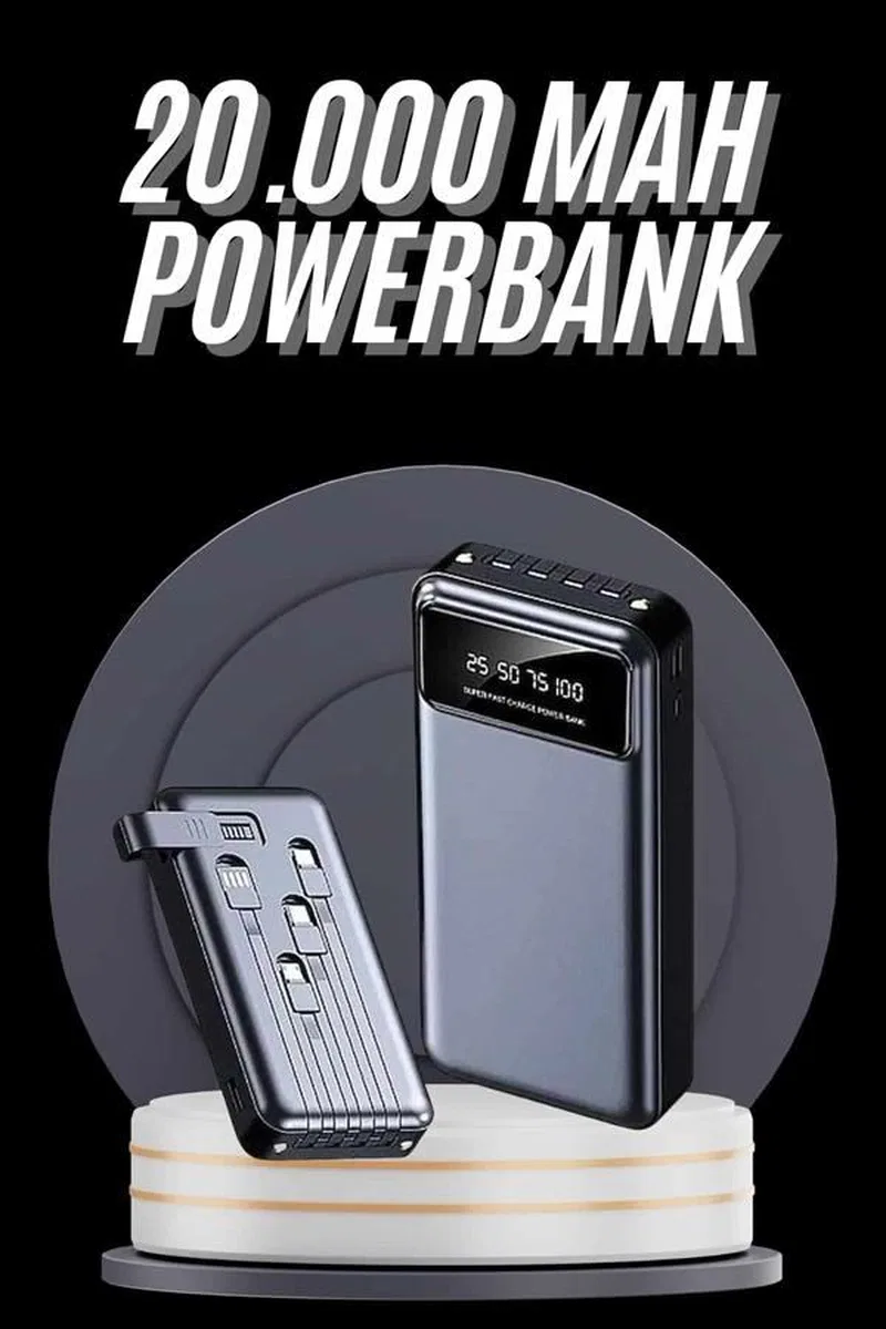 Hızlı Şarj Özellikli 20. 000 Mah Dijital Göstergeli Usb Girişli Android Ve İos Uyumlu Powerbank görsel 2
