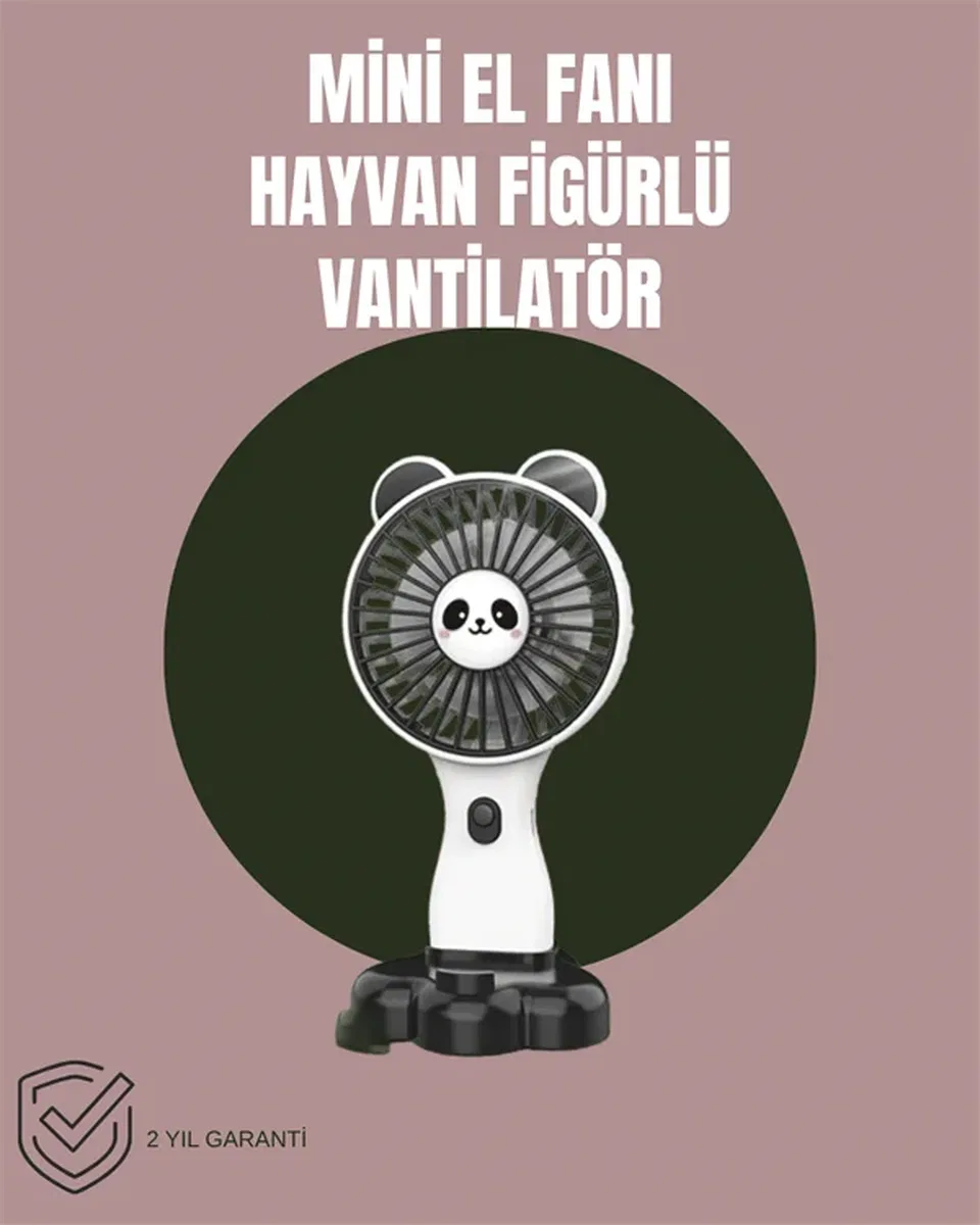 Hayvan Figürlü Mini El Fanı – USB Şarjlı Sessiz Vantilatör görsel 2