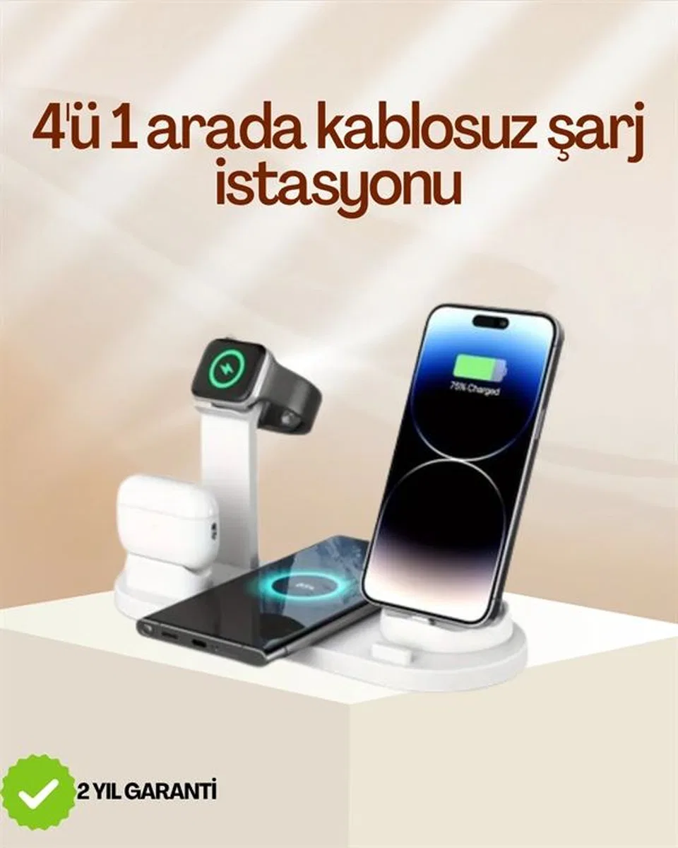 4 Cihazı Aynı Anda Şarj Edebilen Kablosuz Şarj İstasyonu Çok Yönlü Ve Pratik Tasarım