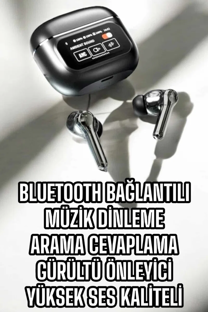Bluetooth Kulaklık Kablosuz Ekranlı ANC/ENC Destekli Dokunmatik görsel 2