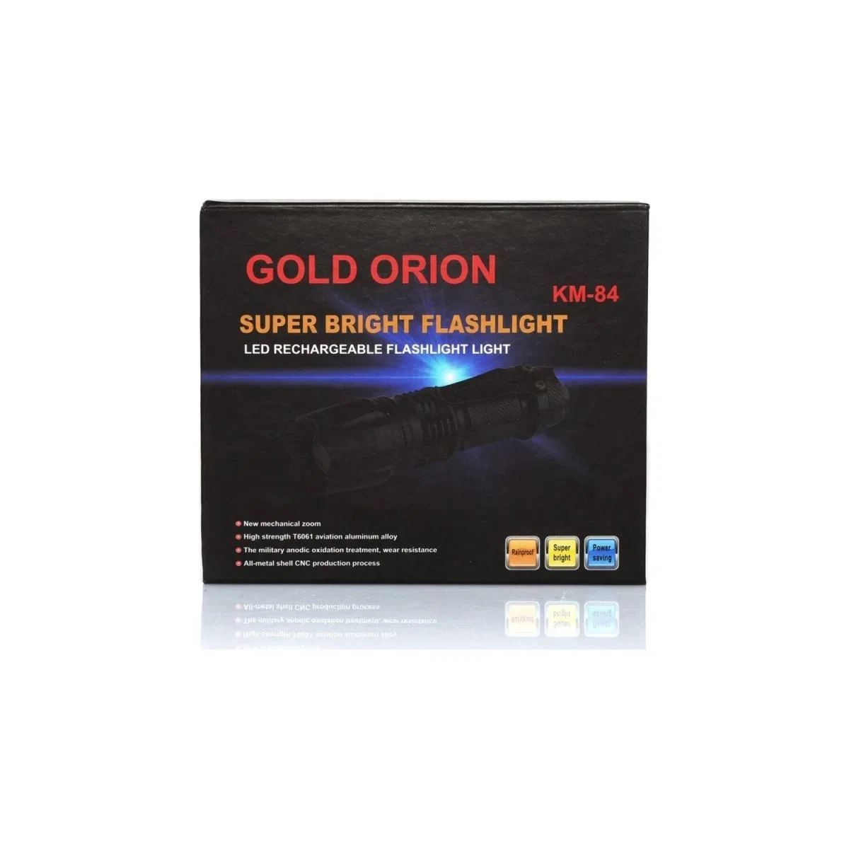 Gold Orion Km-84 Tasarruflu Şarjlı Zoomlu Metal El Feneri Kemer Klipsli görsel 5