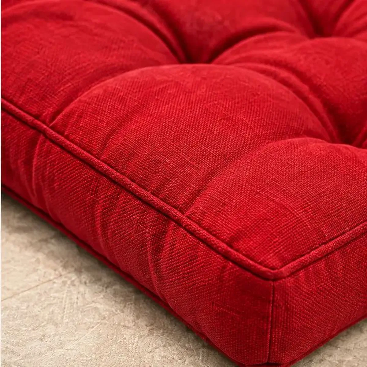 Kapitone Bank Minderi · 100 × 45 × 4 cm · Kırmızı görsel 2
