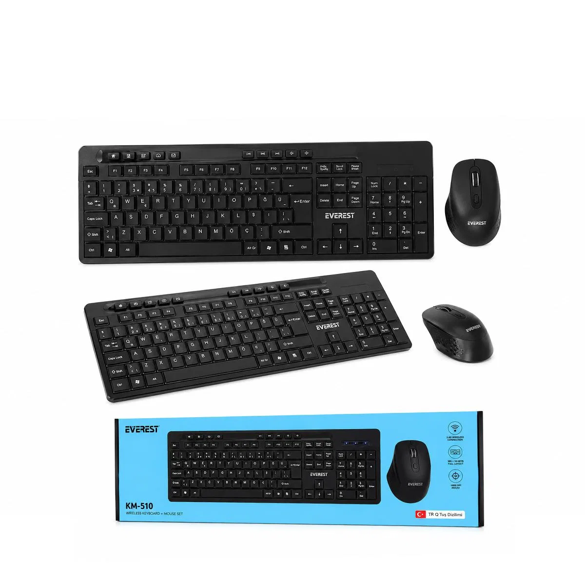 Kablosuz Multimedya Klavye ve Mouse Seti (Q Klavye) - Siyah görsel 2