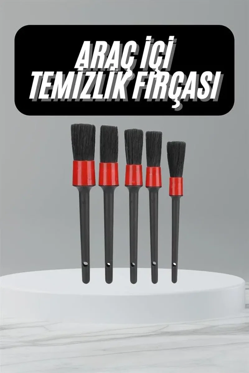5 Adet Oto Detaylı Temizleyici Araç İçi Temizlik Fırça Seti Koltuk Döşeme Kapı Toz Alma Fırçası görsel 2