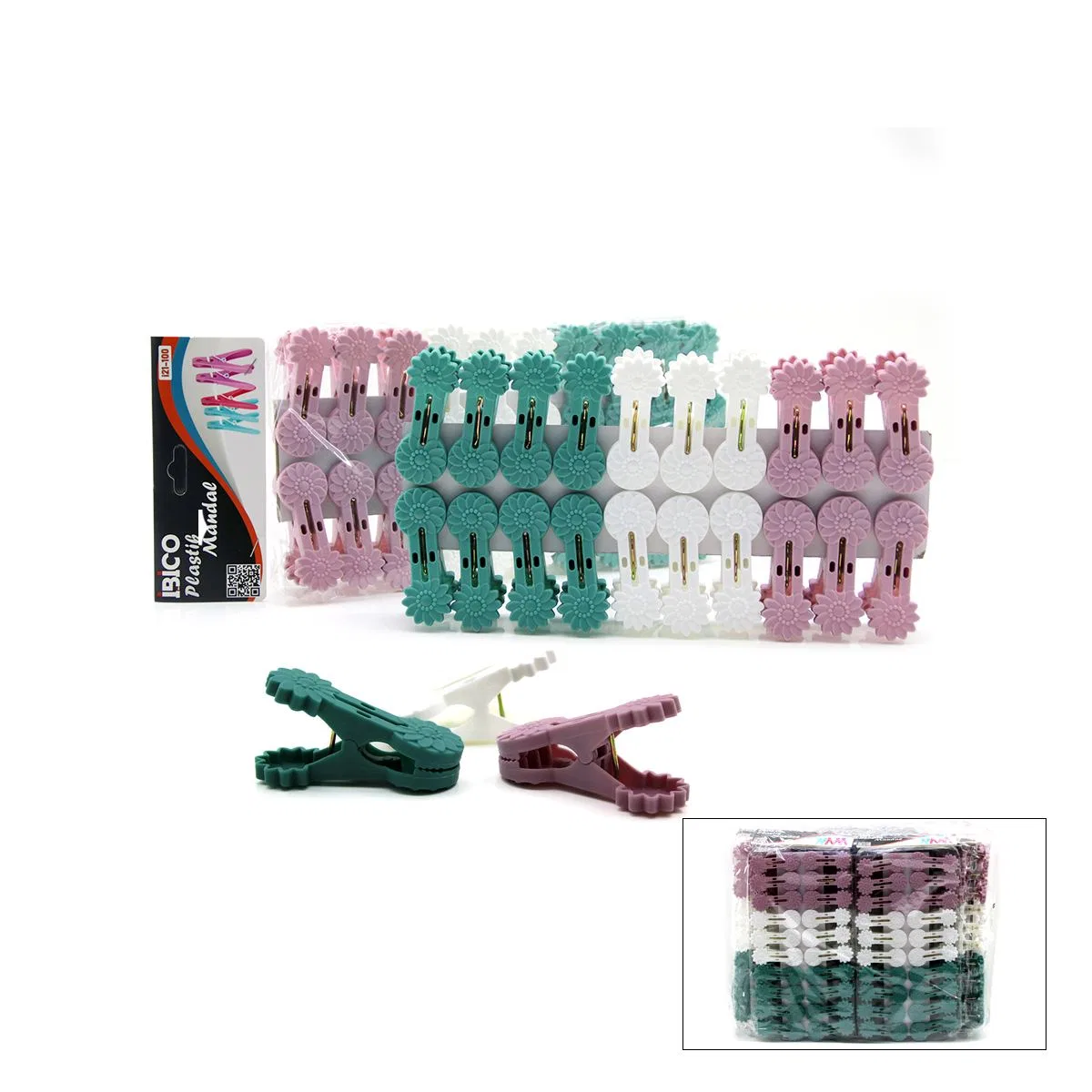 Çamaşır Mandalı - Kabartma Çiçek Desenli