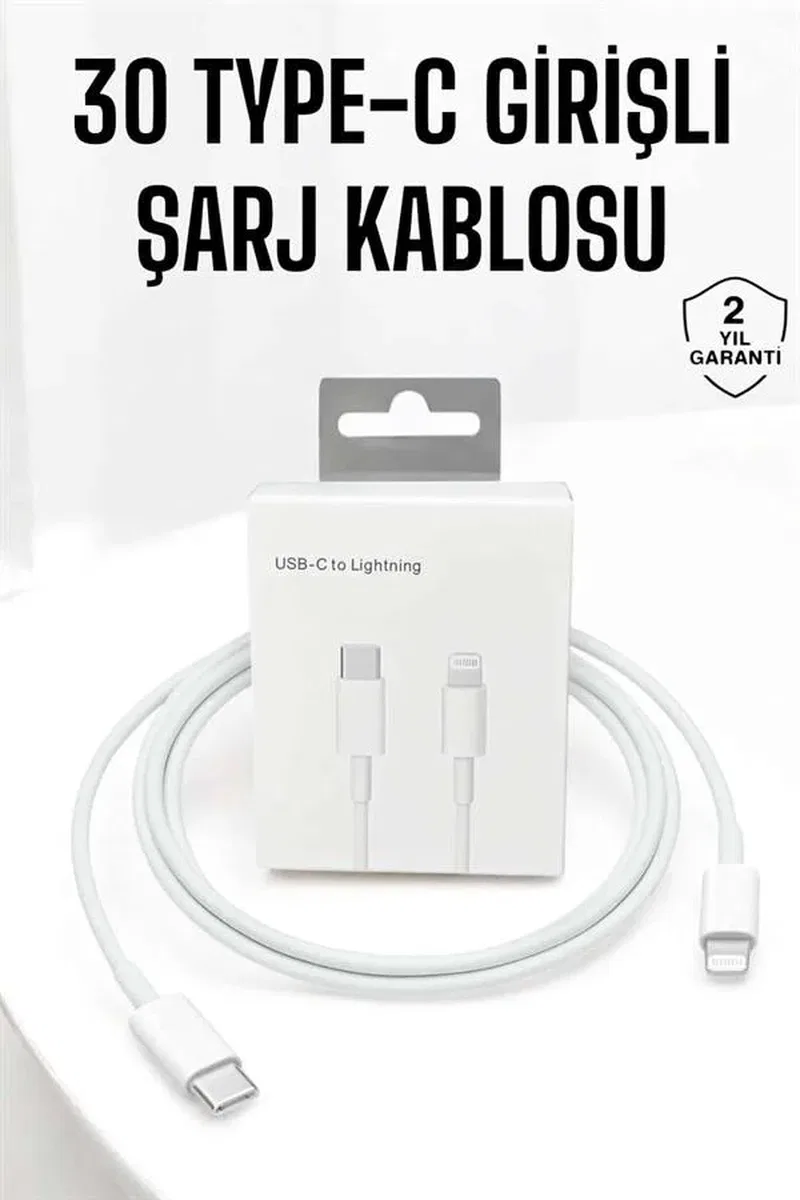 Iphone Uyumlu İOS Uyumlu Lightning Hızlı Şarj Tye C Lightning Şarj Kablosu görsel 2