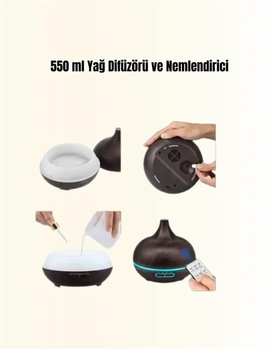 7 Renk Işıklı Ultrasonik Hava Difüzörü – Sessiz ve Güvenli Kullanım görsel 3