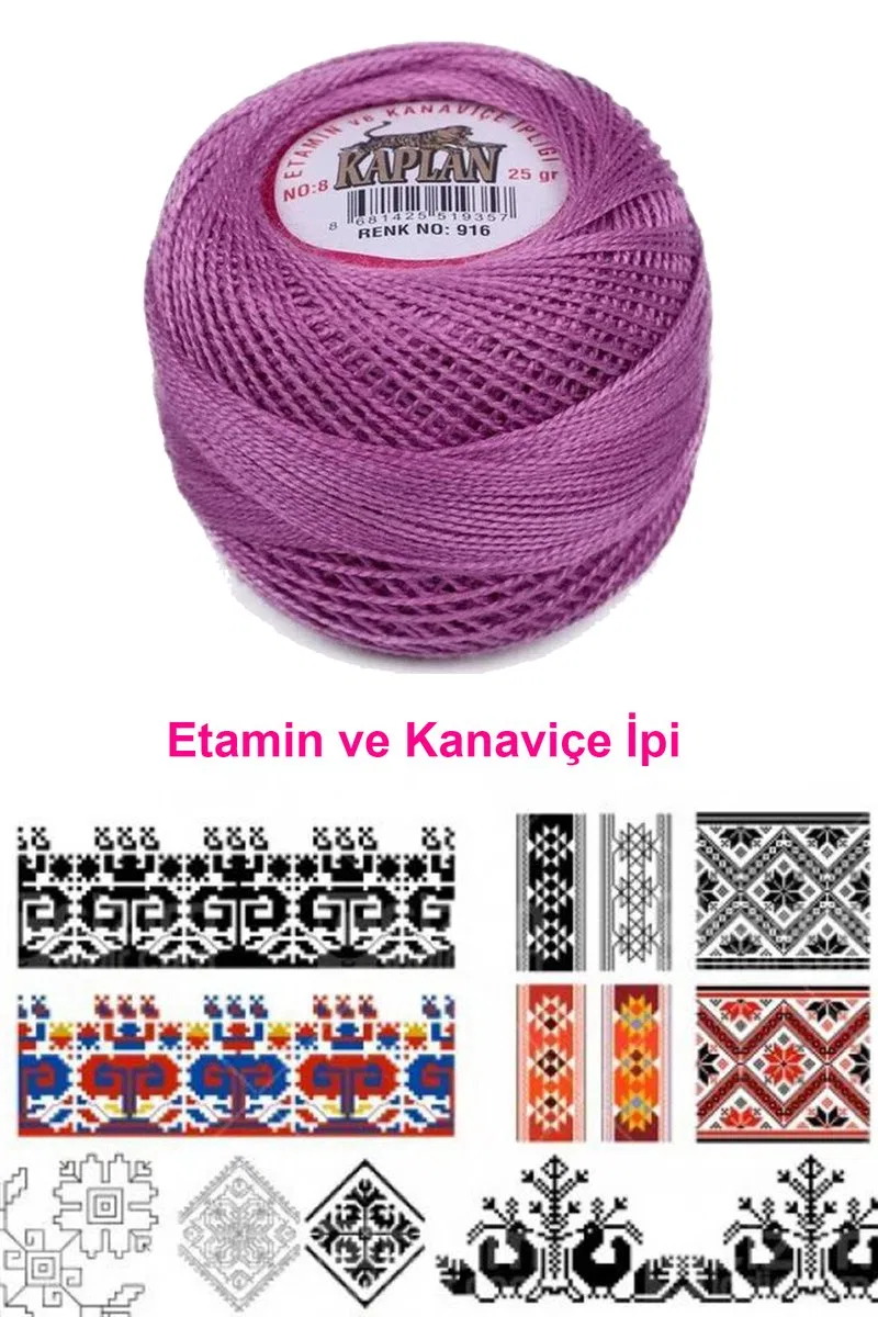 Kaplan Etamin Ve Kanaviçe İpi 8 No Kod/Renk: 916 - Royaleks görsel 2