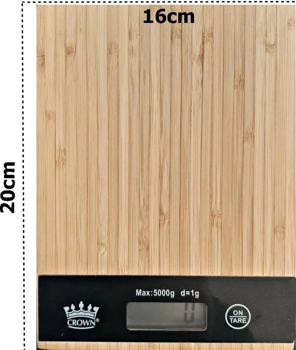 Dijital Lcd Mutfak Tartısı Terazisi 5kg Bambu Desenli görsel 3