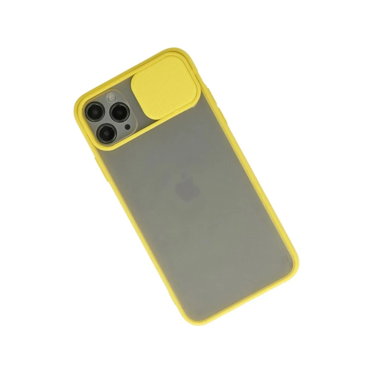 Apple İphone 11 Pro Max Kılıf Palm Buzlu Kamera Sürgülü Silikon - Sarı görsel 2