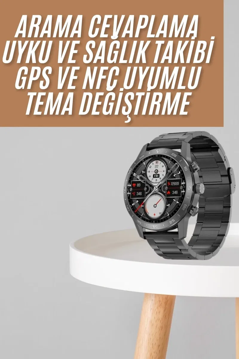 Akıllı Saat Çelik Kordon Çağrı Cevaplama Amoled Ekran Titreşimli Uyku ve Sağlık Takibi Yeni Nesil görsel 2