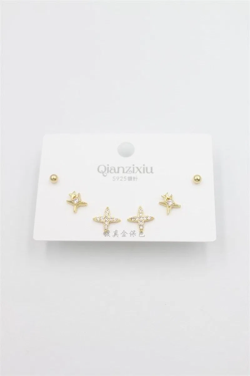 Çoklu Set Küpe - Altın