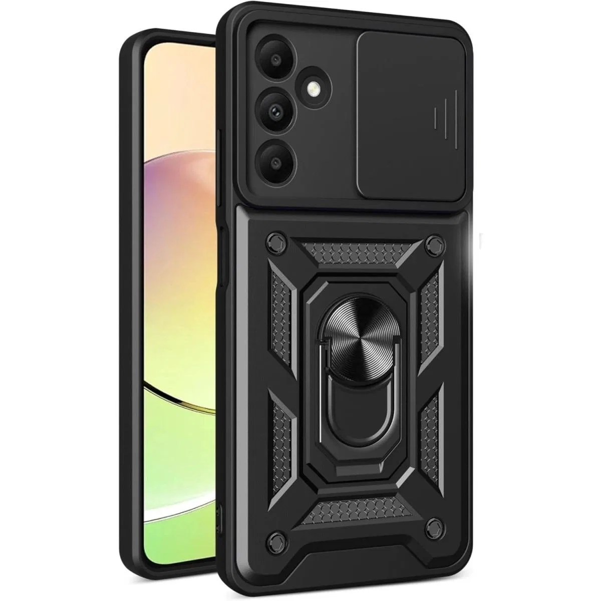 Samsung Galaxy M15 Kılıf Pars Lens Yüzüklü Silikon - Siyah