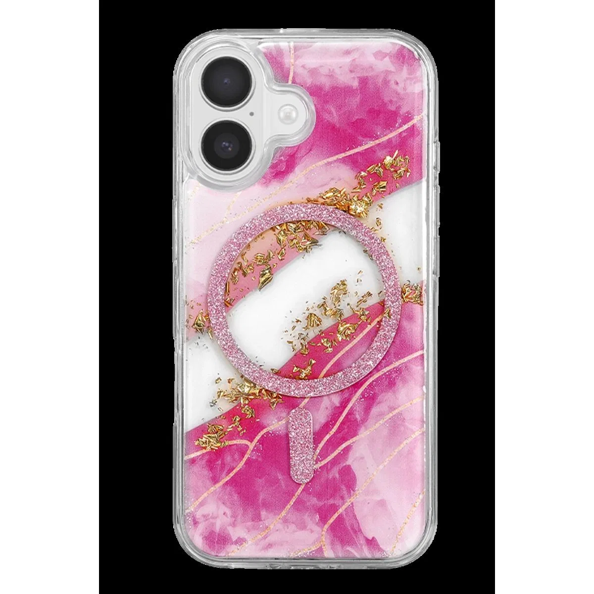 Onegif Apple İphone 16 Lotus Simli Magsafe Kapak - Pembe görsel 3