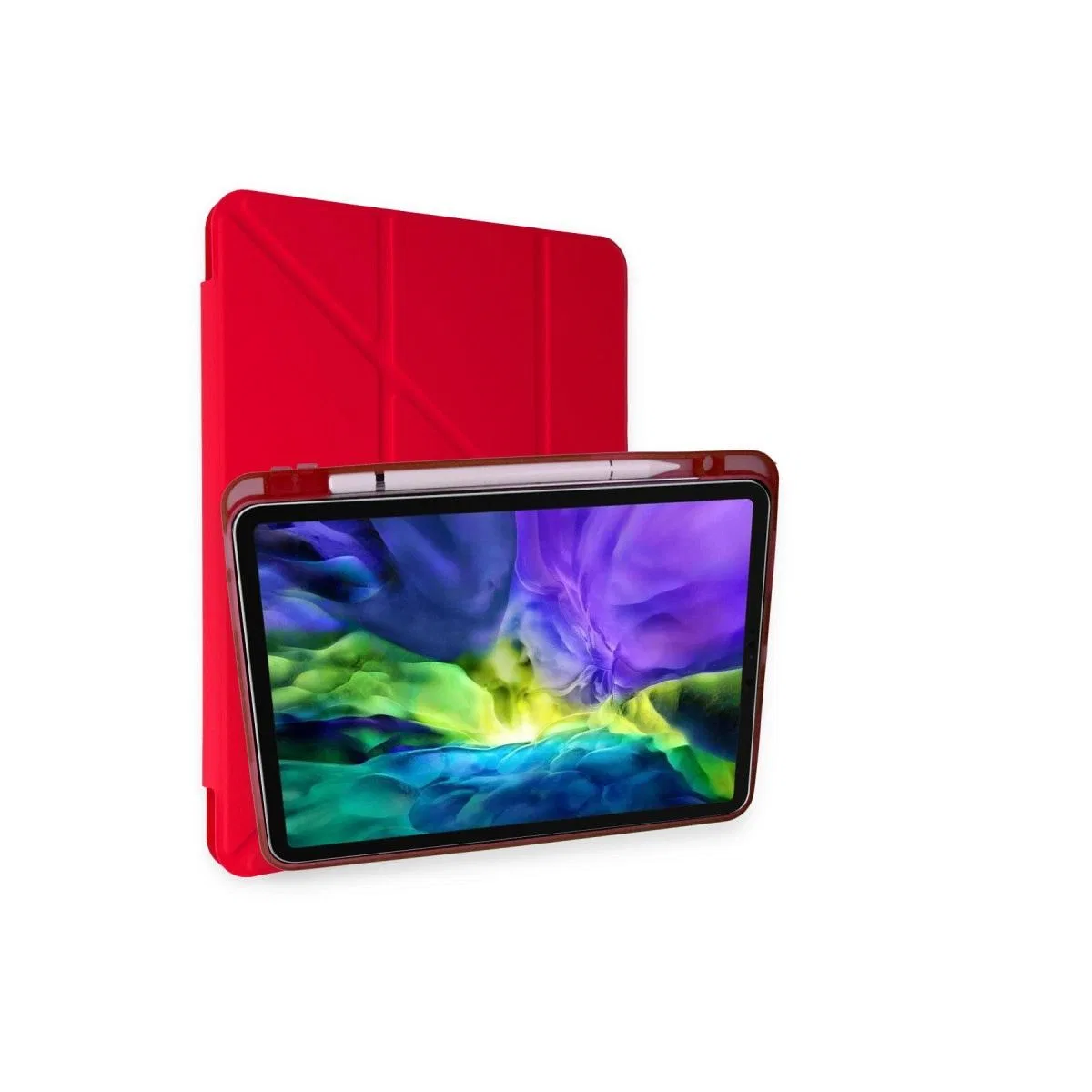 Apple İpad Air 4 10. 9 Kılıf Kalemlikli Mars Tablet Kılıfı - Kırmızı