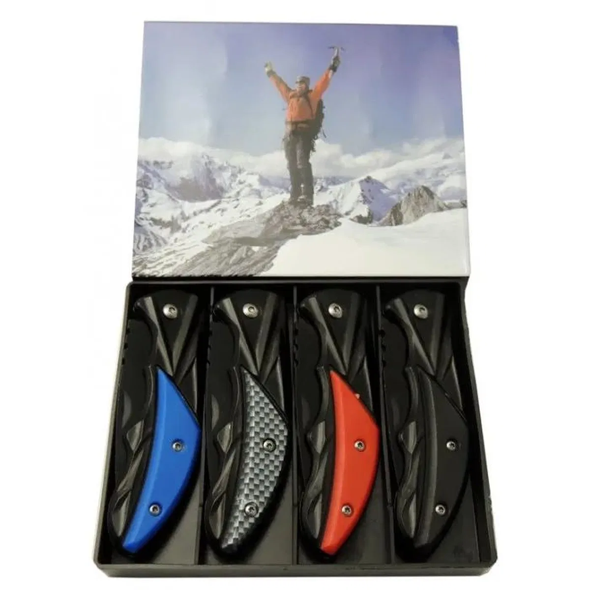Klipsli 4 Lü Set Metal 16 Cm Kamp / Outdoor Çakı - Yarı Otomatik, Kemerlikli, Kutulu görsel 2