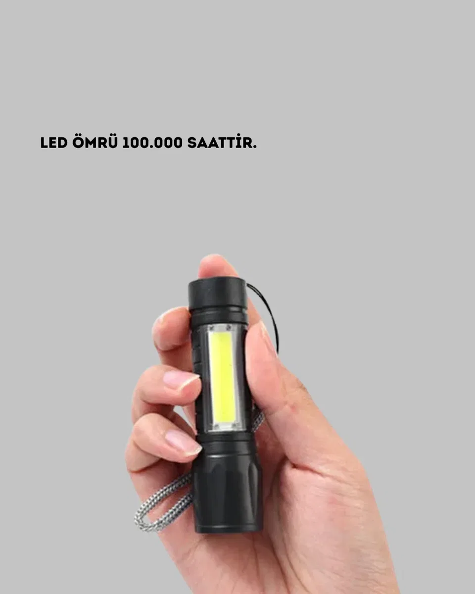Ultra Dayanıklı 4 Mod Şarjlı Işıldak | Suya ve Darbeye Dayanıklı | 100. 000 Saat LED Ömrü görsel 5