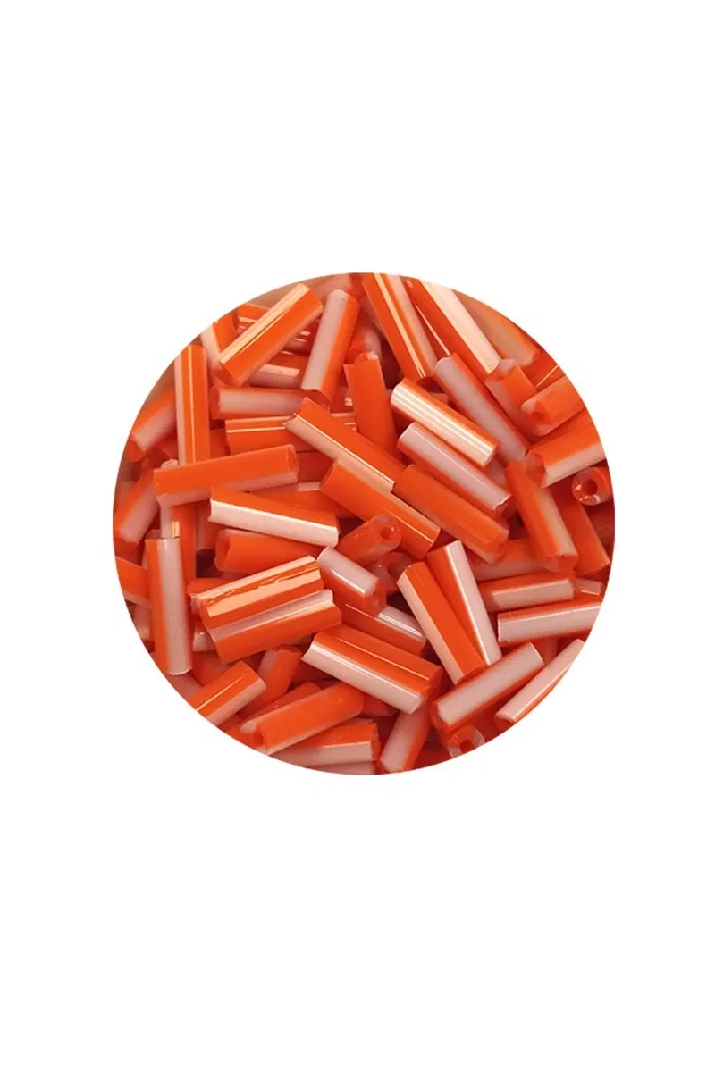 Uzun Boru Kesme Boncuk Çap 2mm Uzunluk 10 mm - 20 Gram - Turuncu Beyaz - BNC255 görsel 2