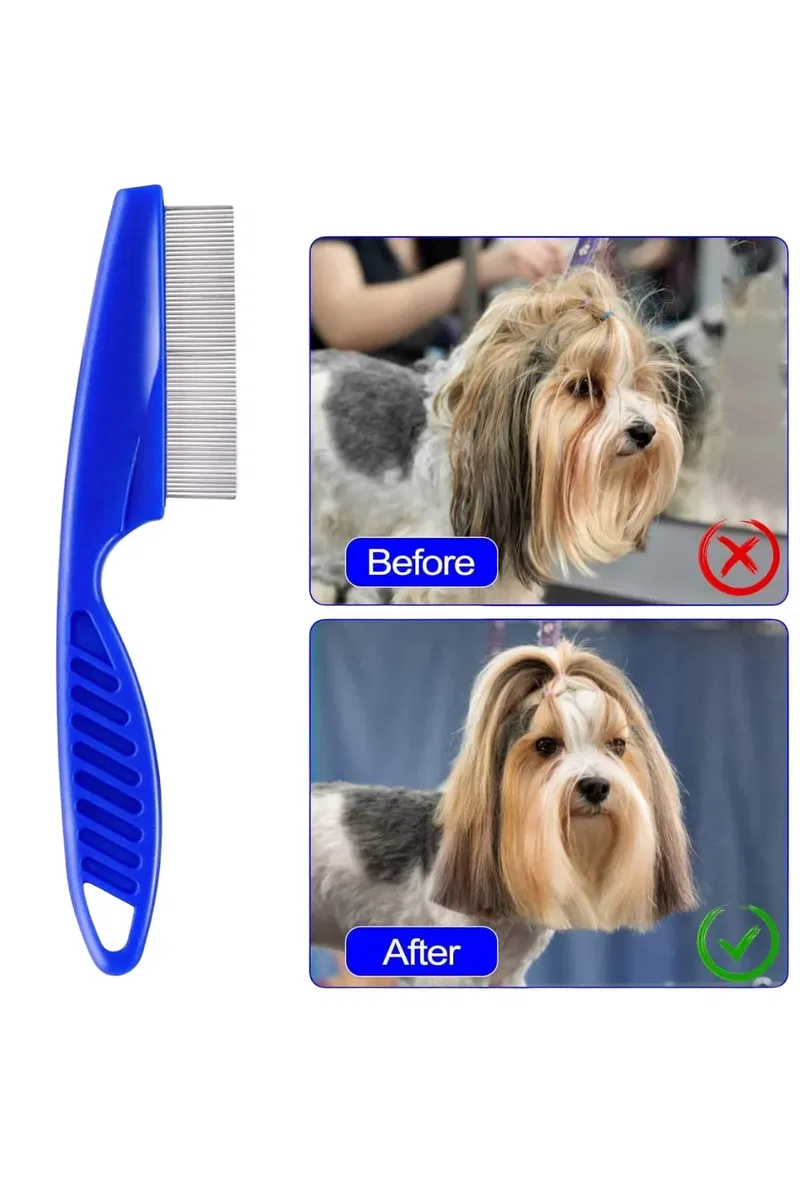 4'lü Bit Evcil Hayvan Tarak Seti Kedi Köpek Bit Tarak Seti Pire Tarağı görsel 5