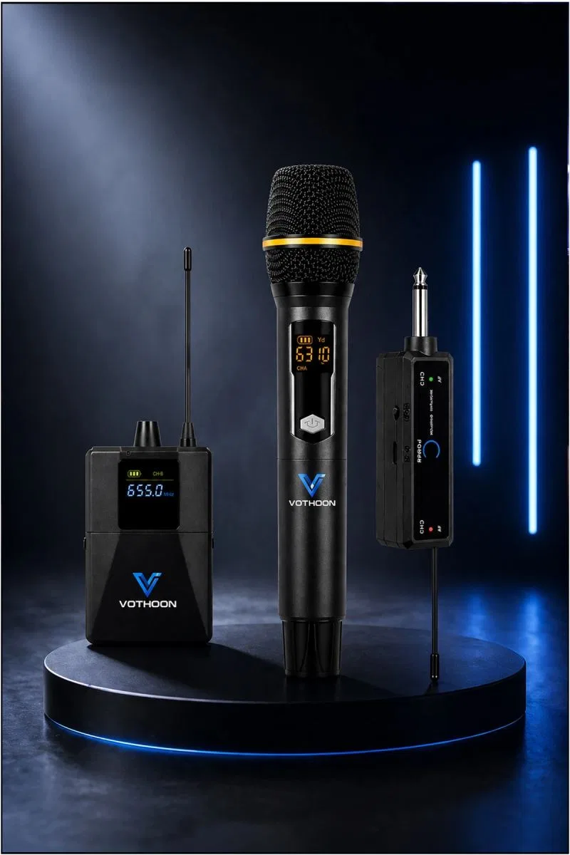 Mikrofon Seti Uhf Çift K Profesyonel El Mikrofonu 50-80m Menzil görsel 4