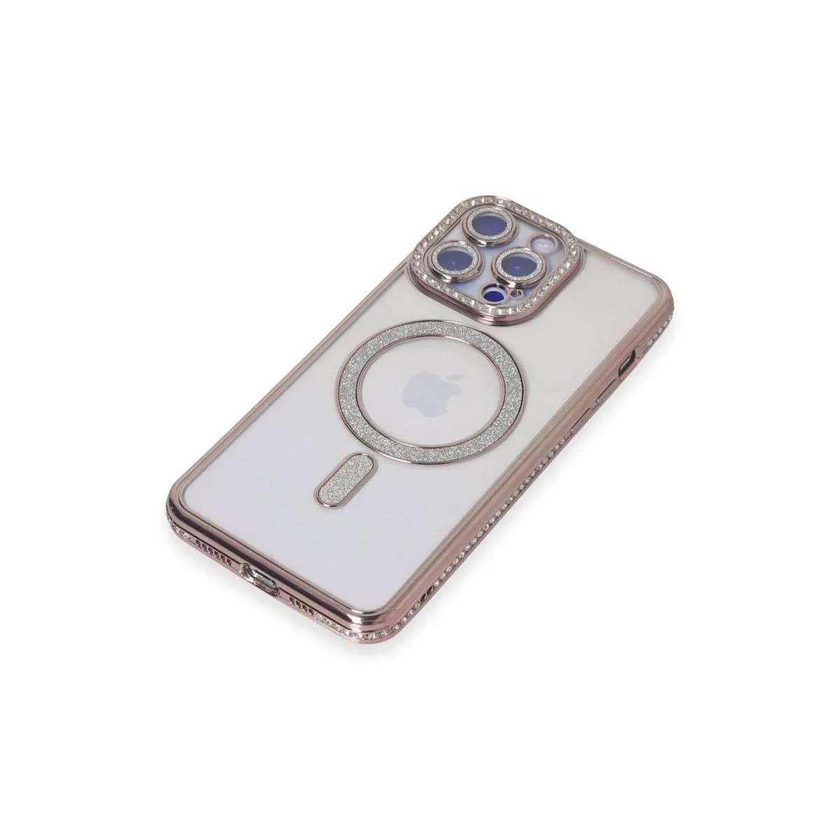 Apple İphone 15 Pro Kılıf Joke Simli Magneticsafe Kılıf - Pembe görsel 3