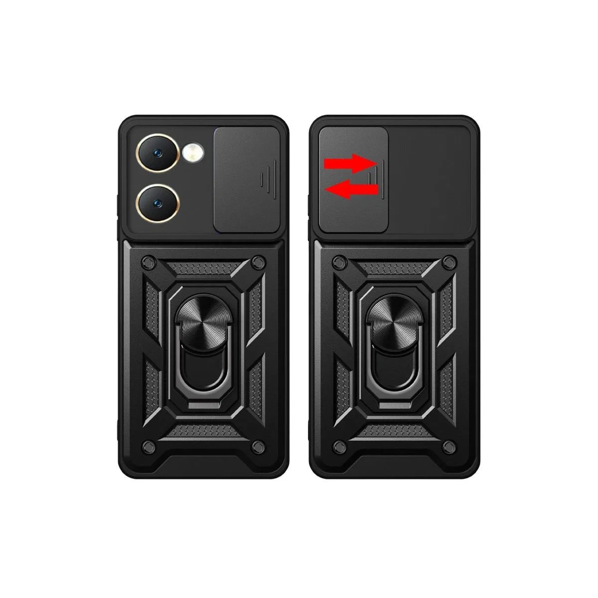 Vivo Y18 Kılıf Pars Lens Yüzüklü Silikon - Siyah görsel 2