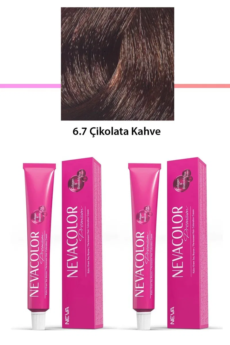 2 li Set Premium 6. 7 Çikolata Kahve - Kalıcı Krem Saç Boyası 2 X 50 g Tüp