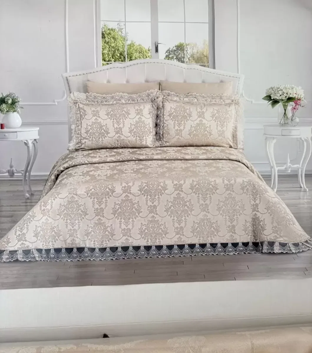 Şönil 3 Parça Yatak Örtüsü Seti Çift Kişilik 255x265 cm Lüx Yatak Örtüsü Çeyizlik Yatak Odası Takımı