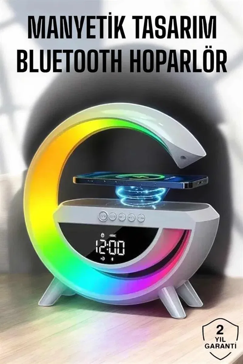 Bluetooth Hoparlör Dijital Göstergeli Wireless Şarj RGB Işıklı görsel 2