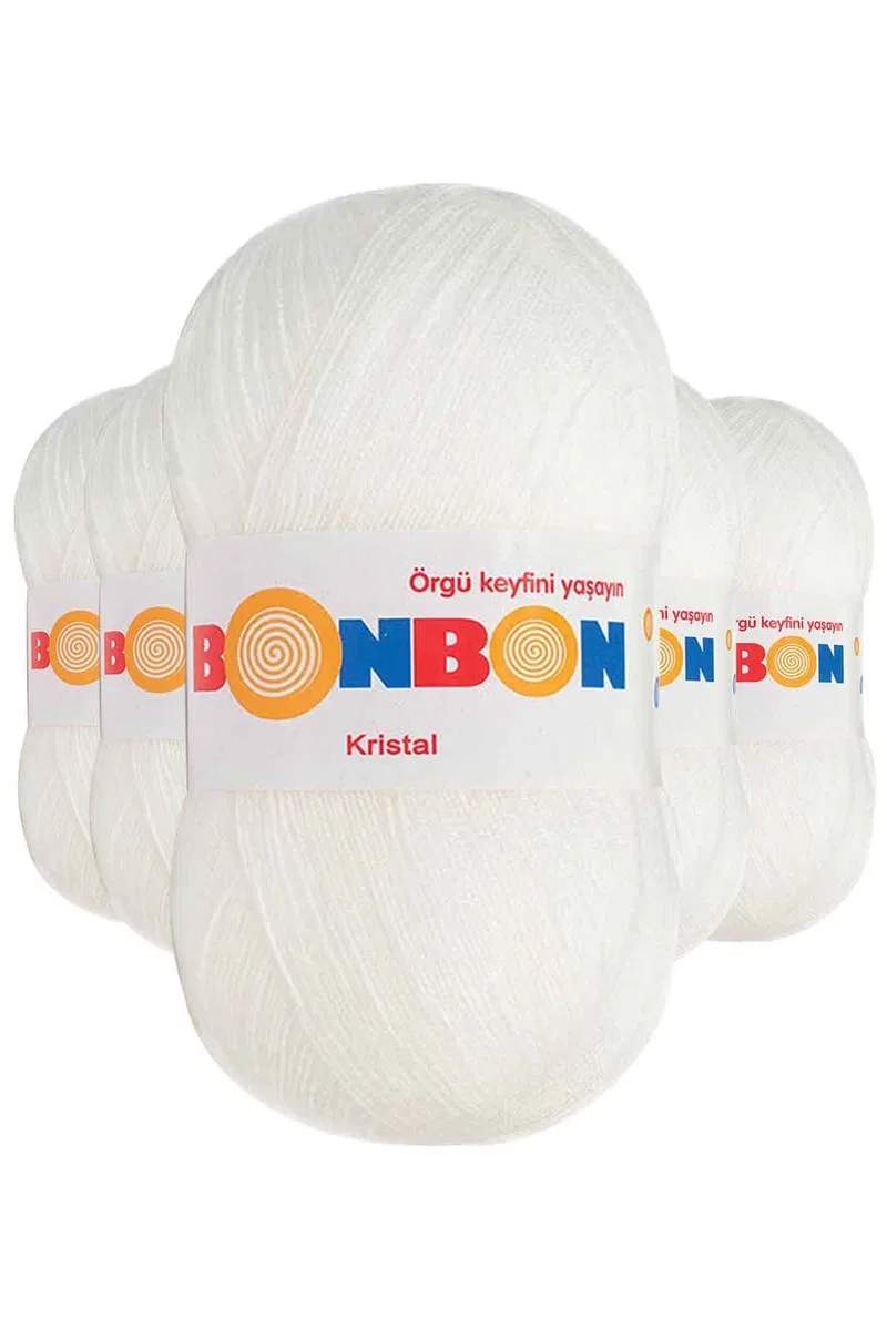 5 Adet Kristal El Örgü Lif İpi Beyaz 98200
