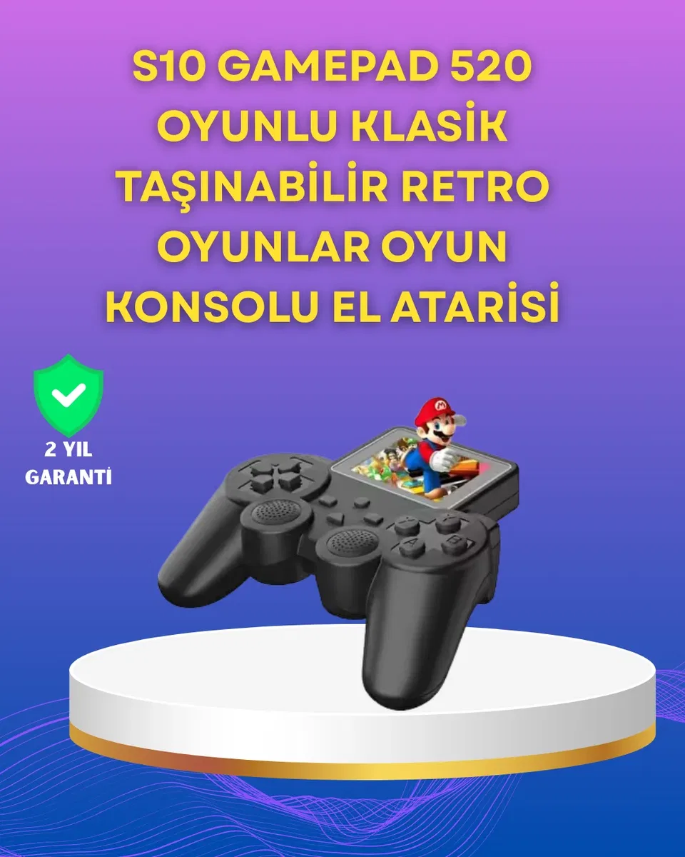 2. 4 İnç Ekranlı 500 Oyunlu Taşınabilir Retro Oyun Konsolu, Şarjlı El Tipi Mini