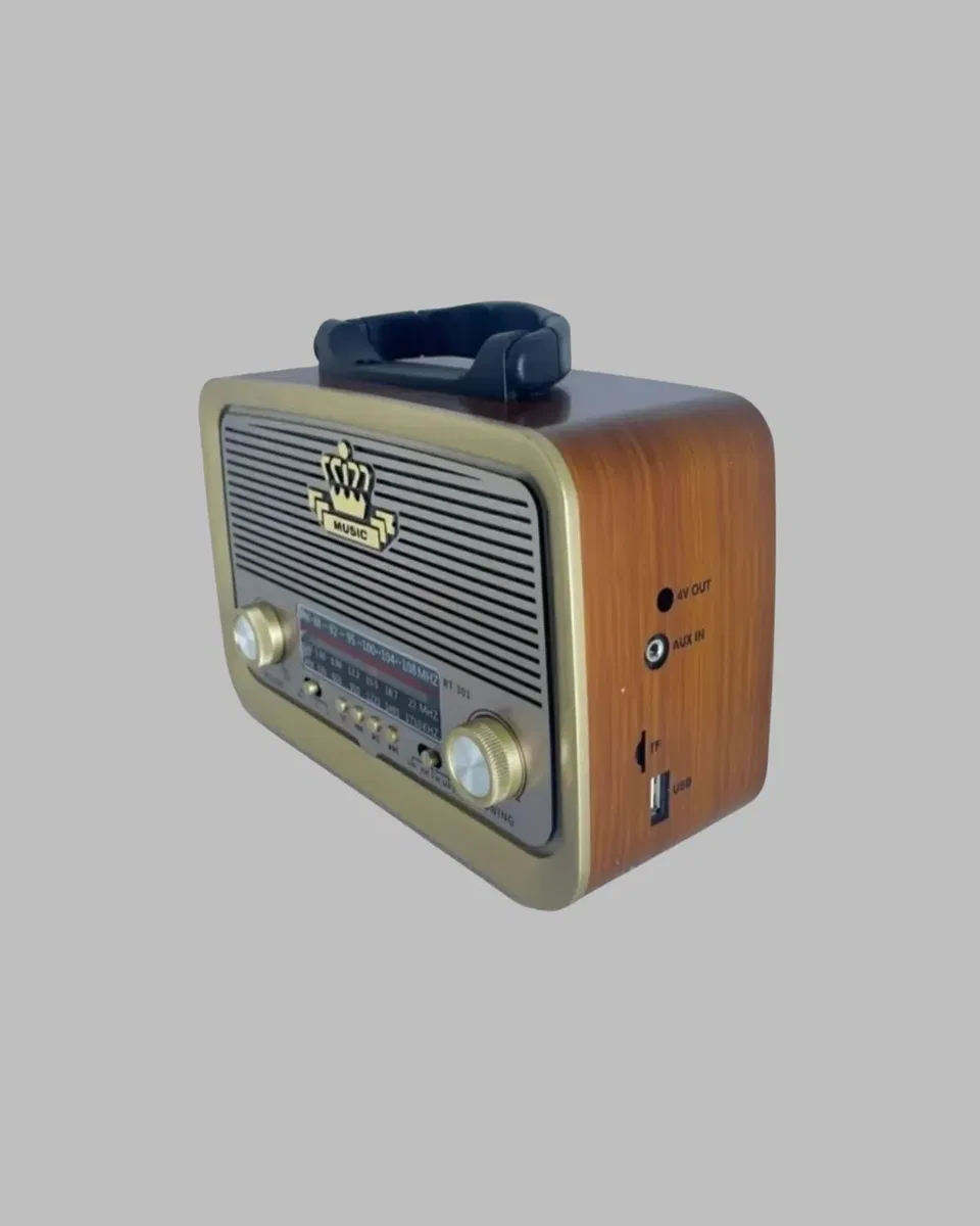 Ahşap Nostaljik Radyo Bluetooth USB SD Kart Destekli görsel 3