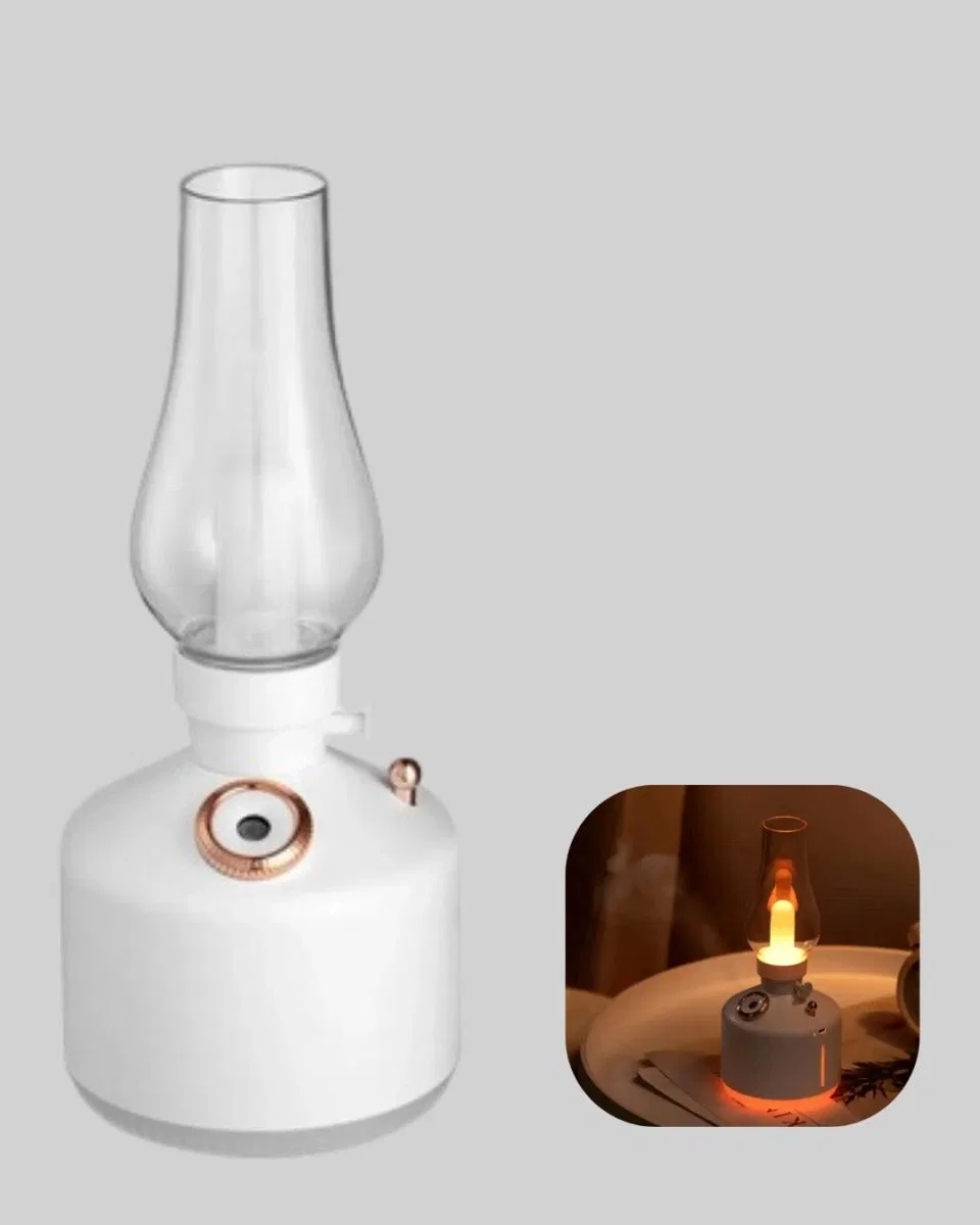 Usb Şarjlı Retro Gaz Lambası Hava Nemlendirici Led Atmosfer Işıklı görsel 5