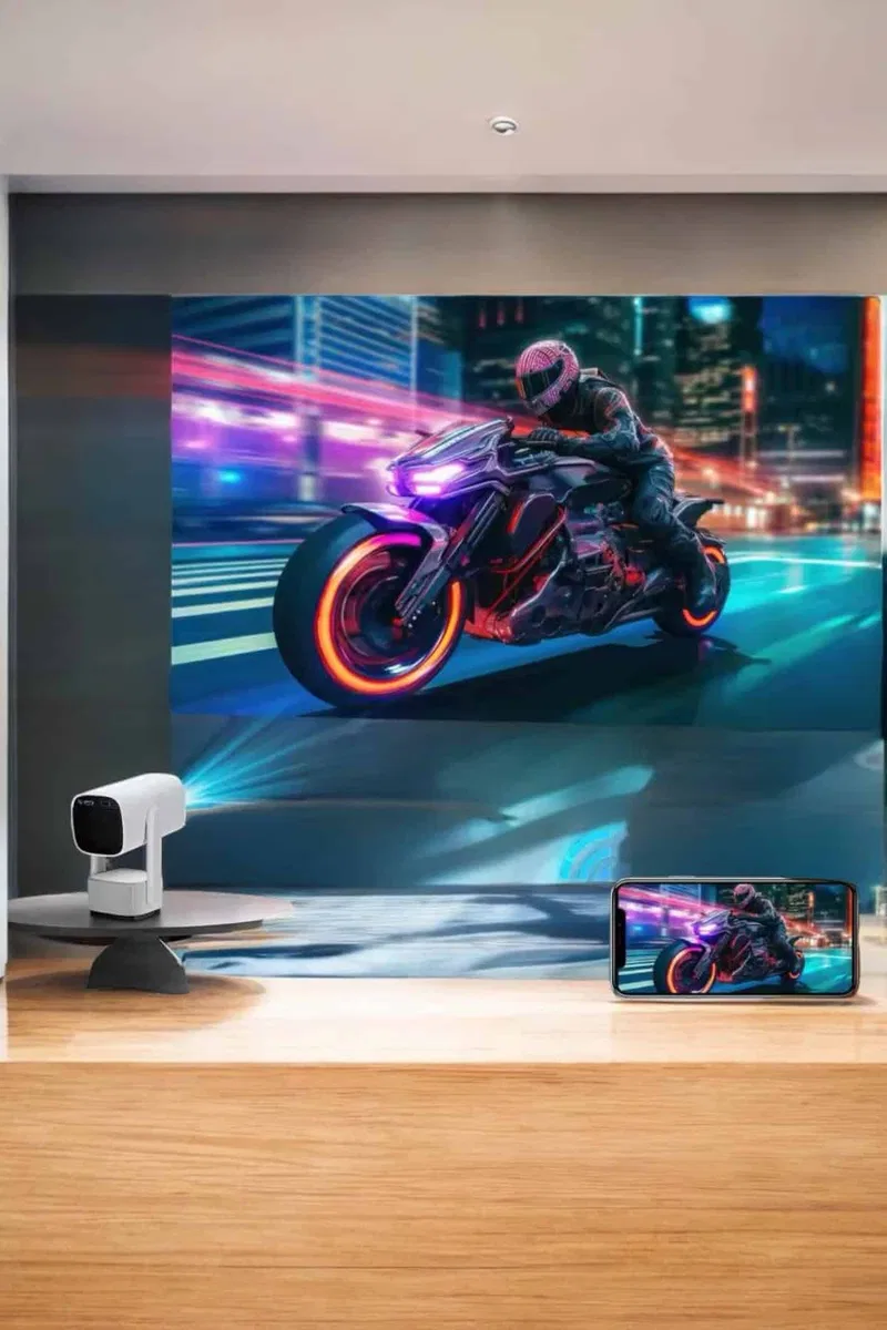 Akıllı Projeksiyon Powerbankli Taşınabilir Sinema Projektörü 4k HD Kaliteli görsel 2