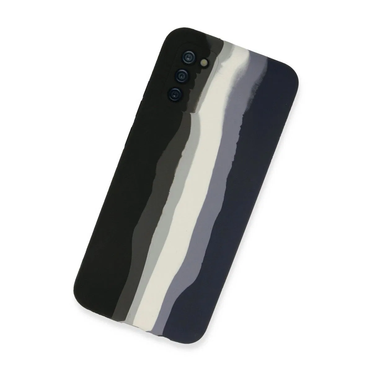 Samsung Galaxy A03s Kılıf Ebruli Lansman Silikon - Siyah-lacivert görsel 2