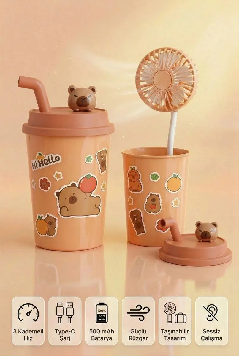 Bardak Model Mini Ayıcıklı Fan görsel 2