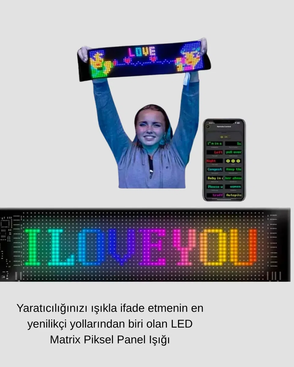 LED Matrix Piksel Panel Işığı – 5V USB, Uygulama Kontrollü görsel 3