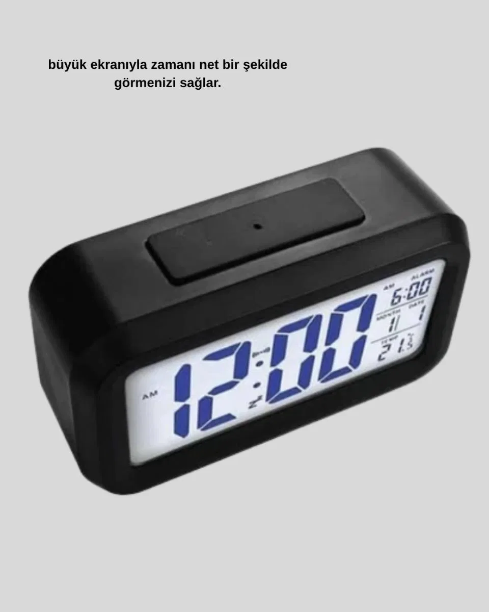 Sensörlü Dijital Masa Saati Alarm Ve Sıcaklık Göstergeli görsel 4