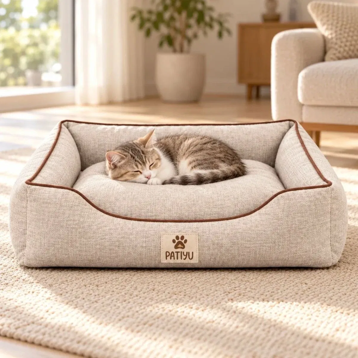 Kedi Köpek Yatağı Vera Premium Yatak - Kahve / Large görsel 2