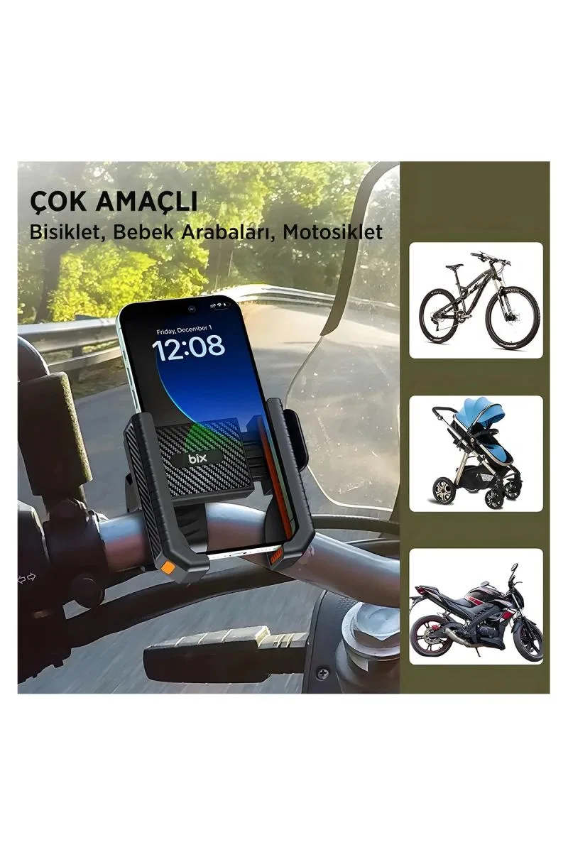 Gidon Bağlantılı Bisiklet Motosiklet İçin Esnek Abs 4-7. 8″ İnç Telefon Tutucu 360° Dönebilen Tasarım görsel 5